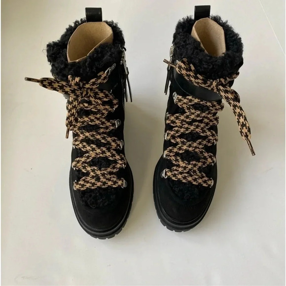 New Circus by Sam Edelman Gretchen Shearling Hiker Boot 6M Black lace up Sherpa - Picture 6 of 13